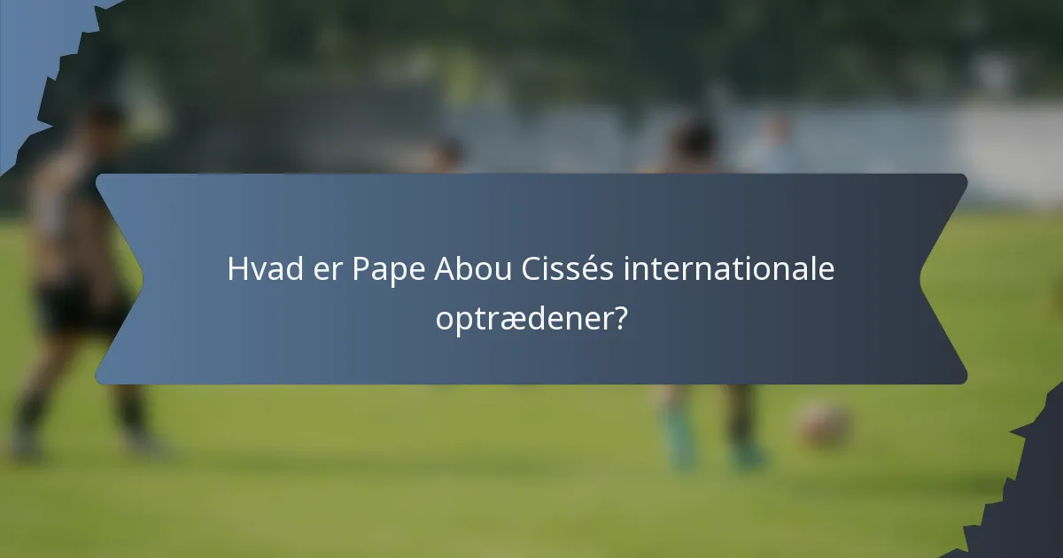 Hvad er Pape Abou Cissés internationale optrædener?