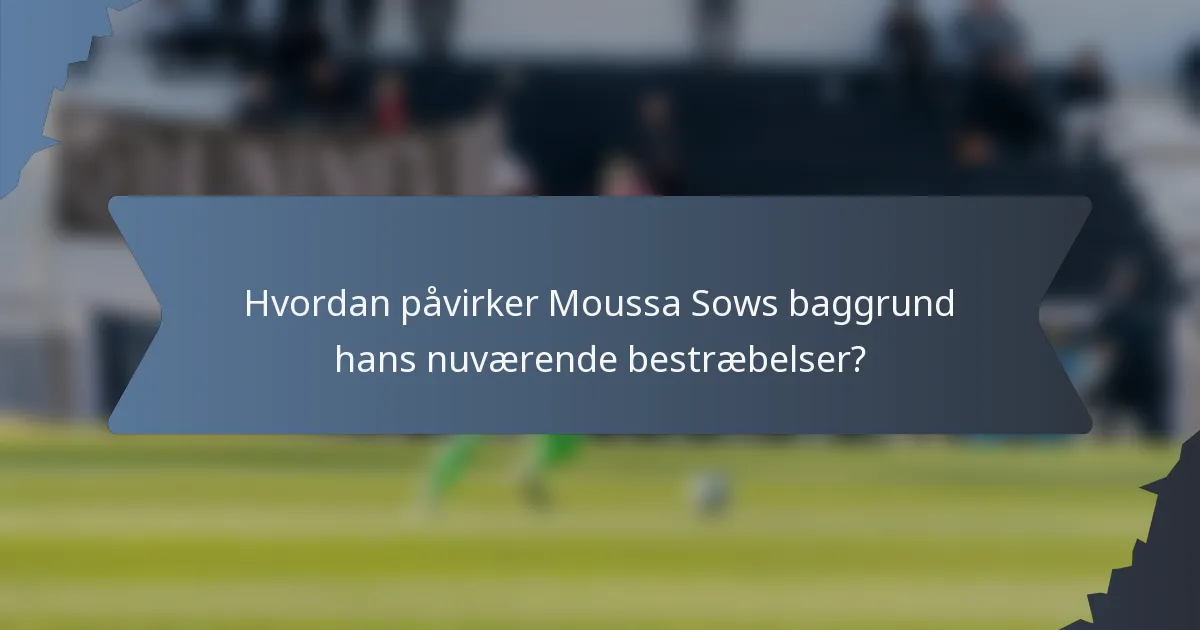 Hvordan påvirker Moussa Sows baggrund hans nuværende bestræbelser?